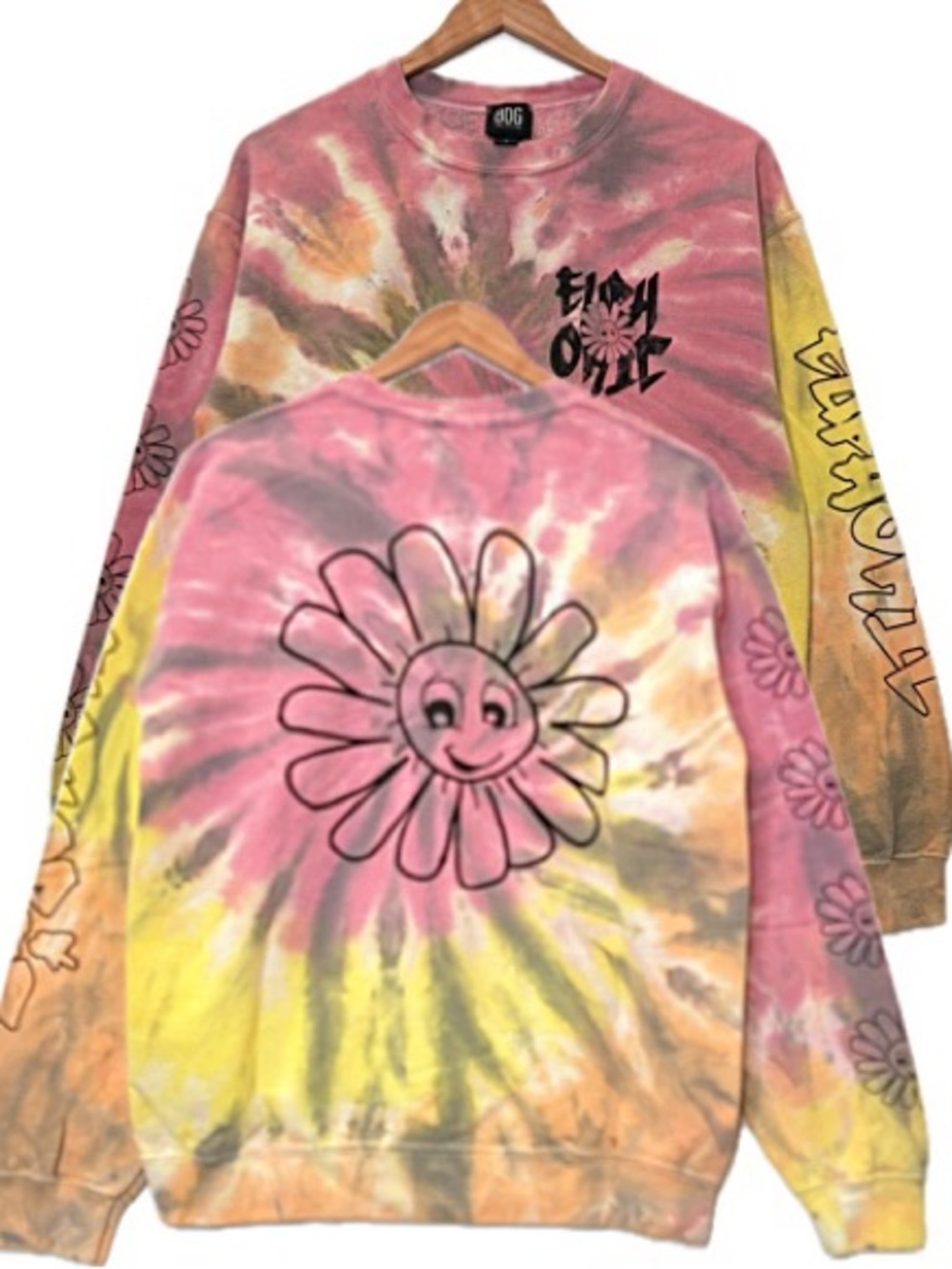 BDG Tie Dye Euphoric Sunflower Graphic Sweatshirt Womens Size Small Pullover Y2K